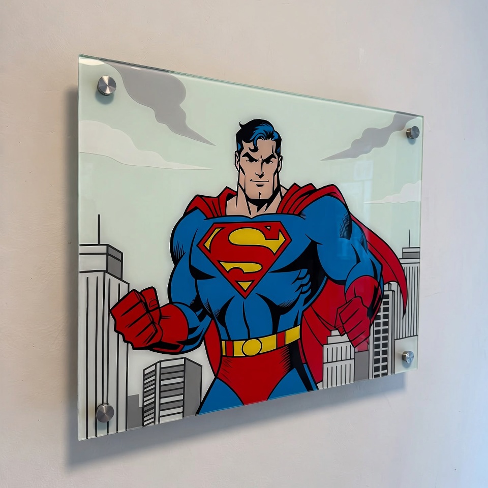 Life-size animation cell glass painting