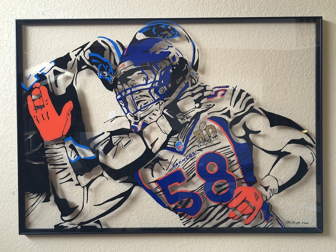 Broncos commission glass painting
