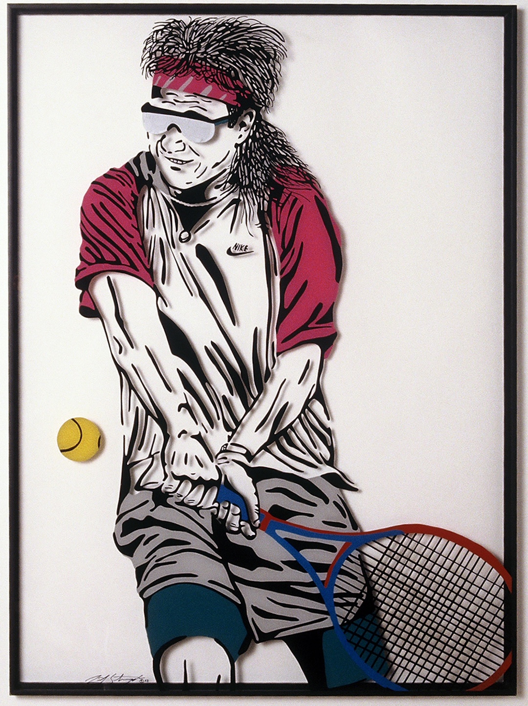 Tennis player glass painting